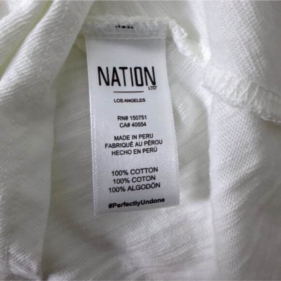 Nation Ltd White Ruched Front Puff Sleeve Top Made In Peru 100% Cotton Size S - Picture 4 of 5